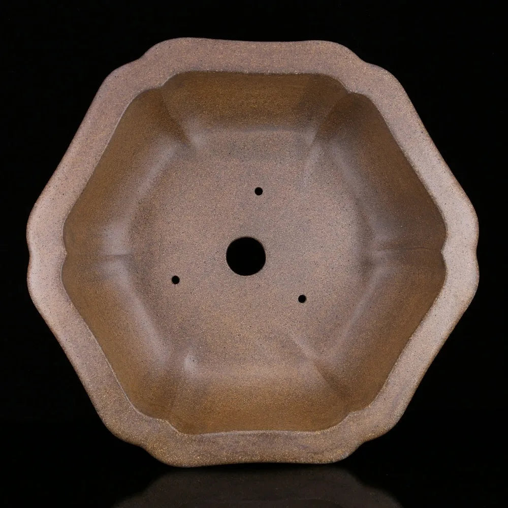 Handmade purple sand plant pot in hexagonal or begonia basin style