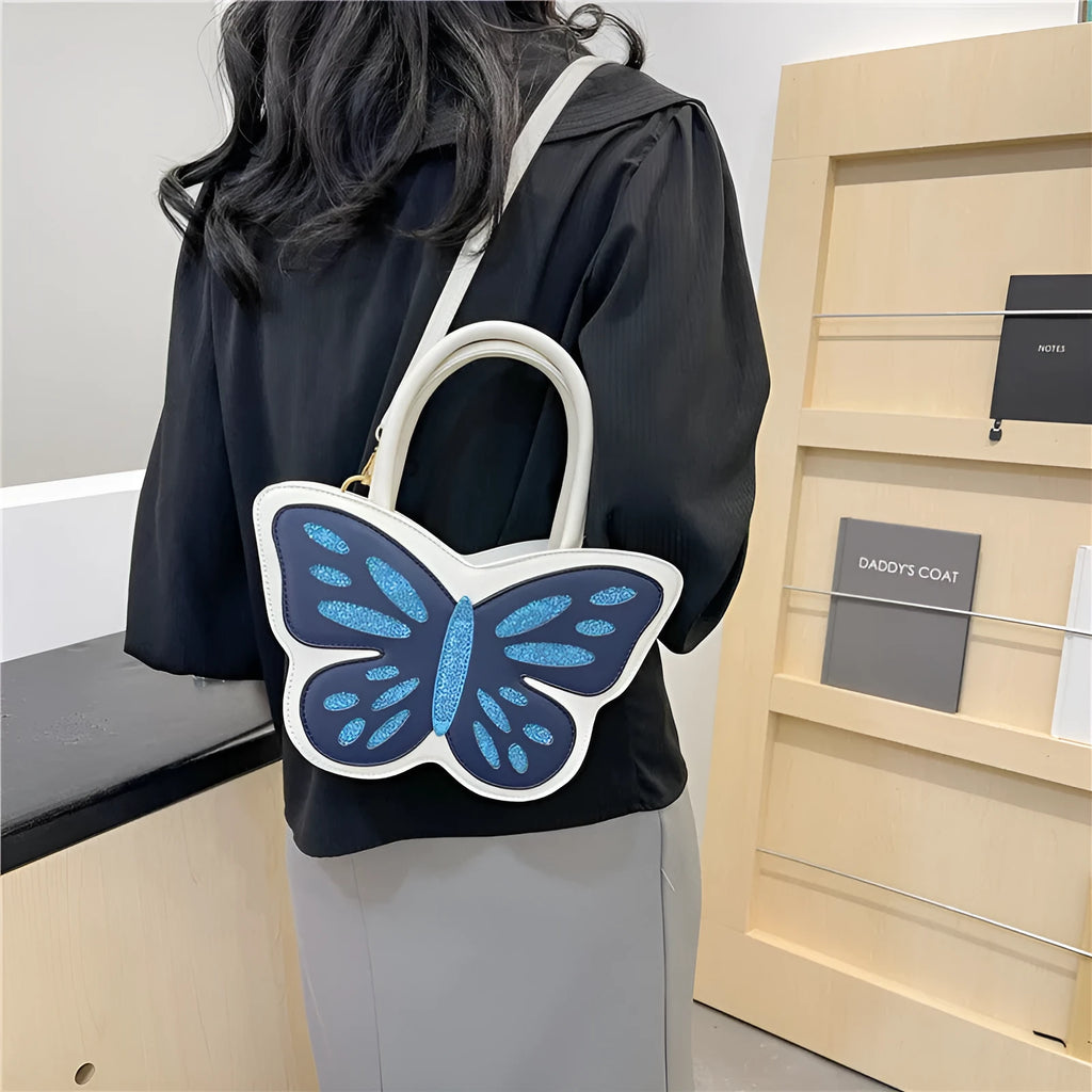 Square crossbody shoulder bag in PU material with contrasting colour details