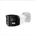 4MP dual-lens panoramic CCTV security camera with IP66 rating for outdoor use.