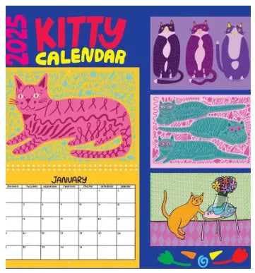 Cat-themed wall calendar with 2024 and 2025 model options showing monthly date layout