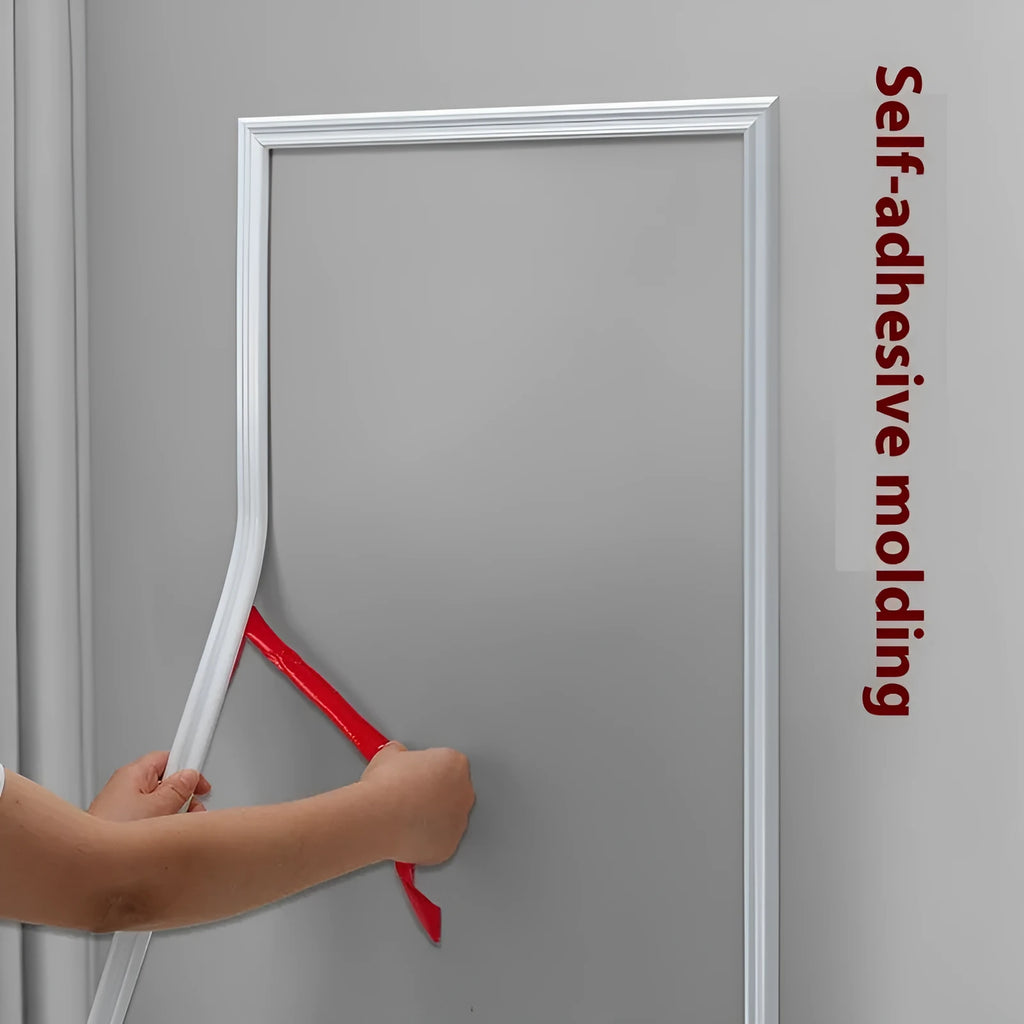 Flexible PVC wall shaping frame with self-adhesive backing shown in four colour options
