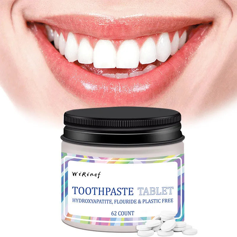 62-count portable toothpaste tablets in solid TP19 formulation for general oral cleaning