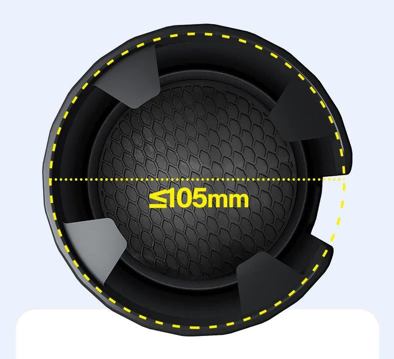 Matte black adjustable car cup holder expander for large bottles and travel mugs.