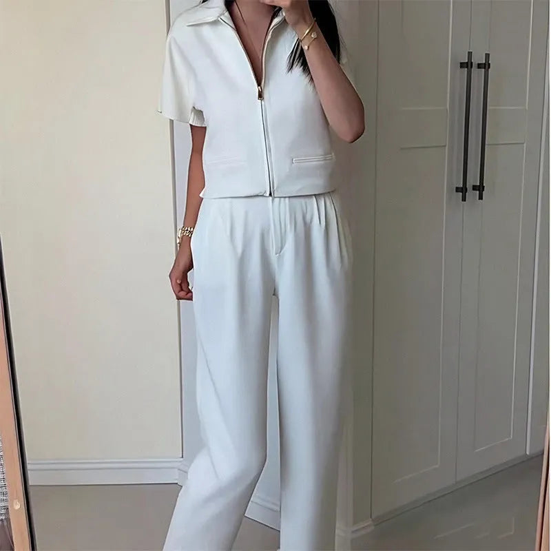 Damascus style casual polyester top in loose fit with short sleeves