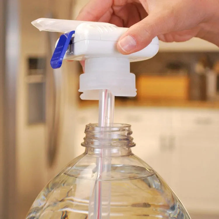 Electric milk and juice pumping device with long straw and blue press handle on colour box