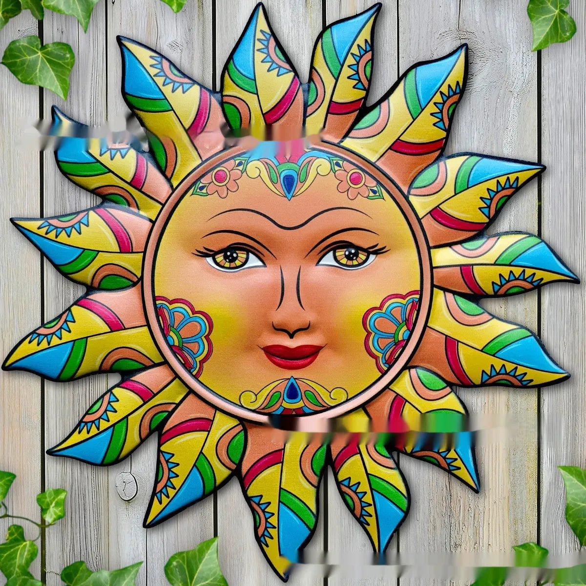 Iron sun face wall hanging decorative craft in multiple colour options for indoor or garden decoration