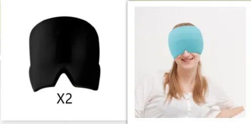 Black elastic cloth gel eye mask for headache relief with adjustable headband