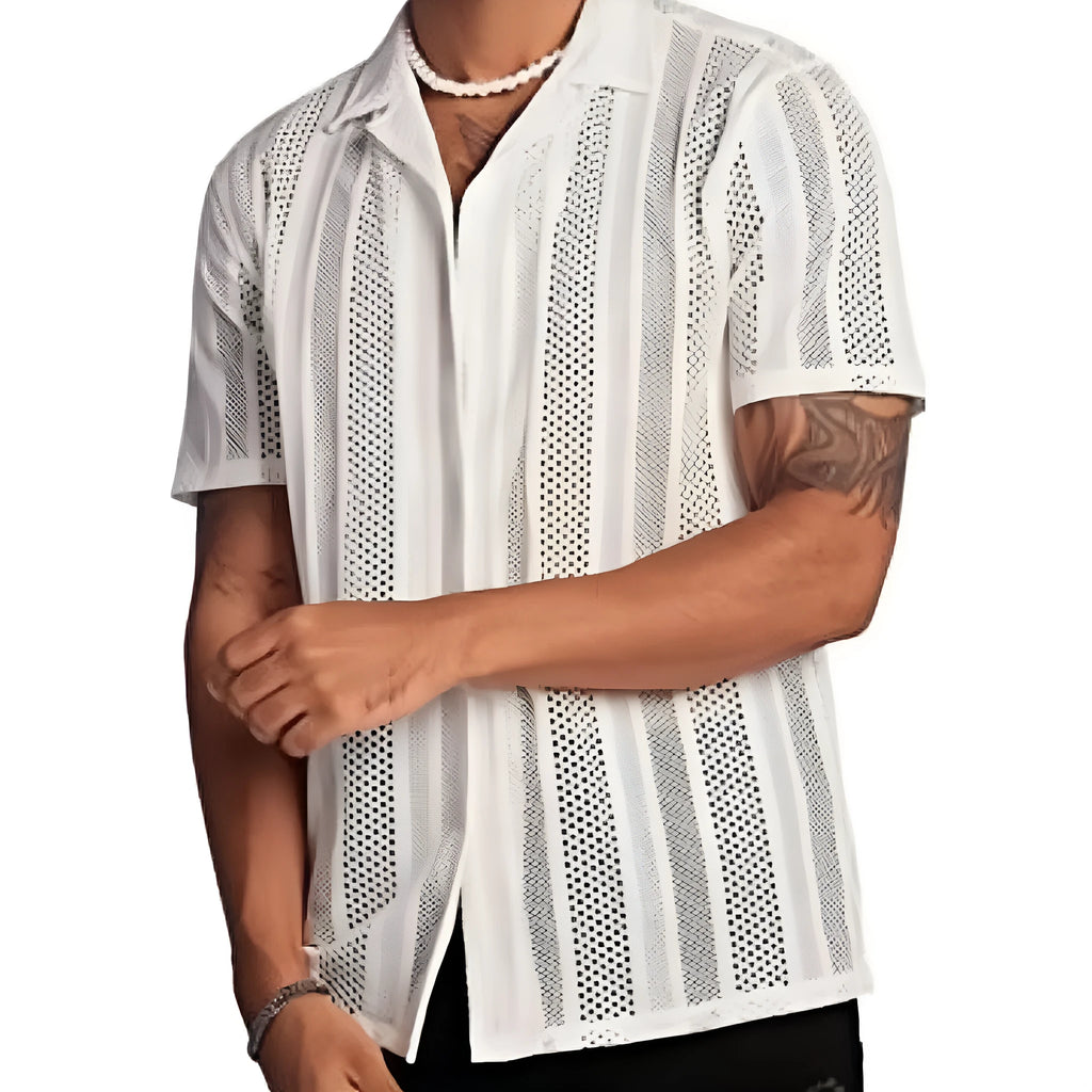Men's knitted button shirt with jacquard pattern in cardigan style