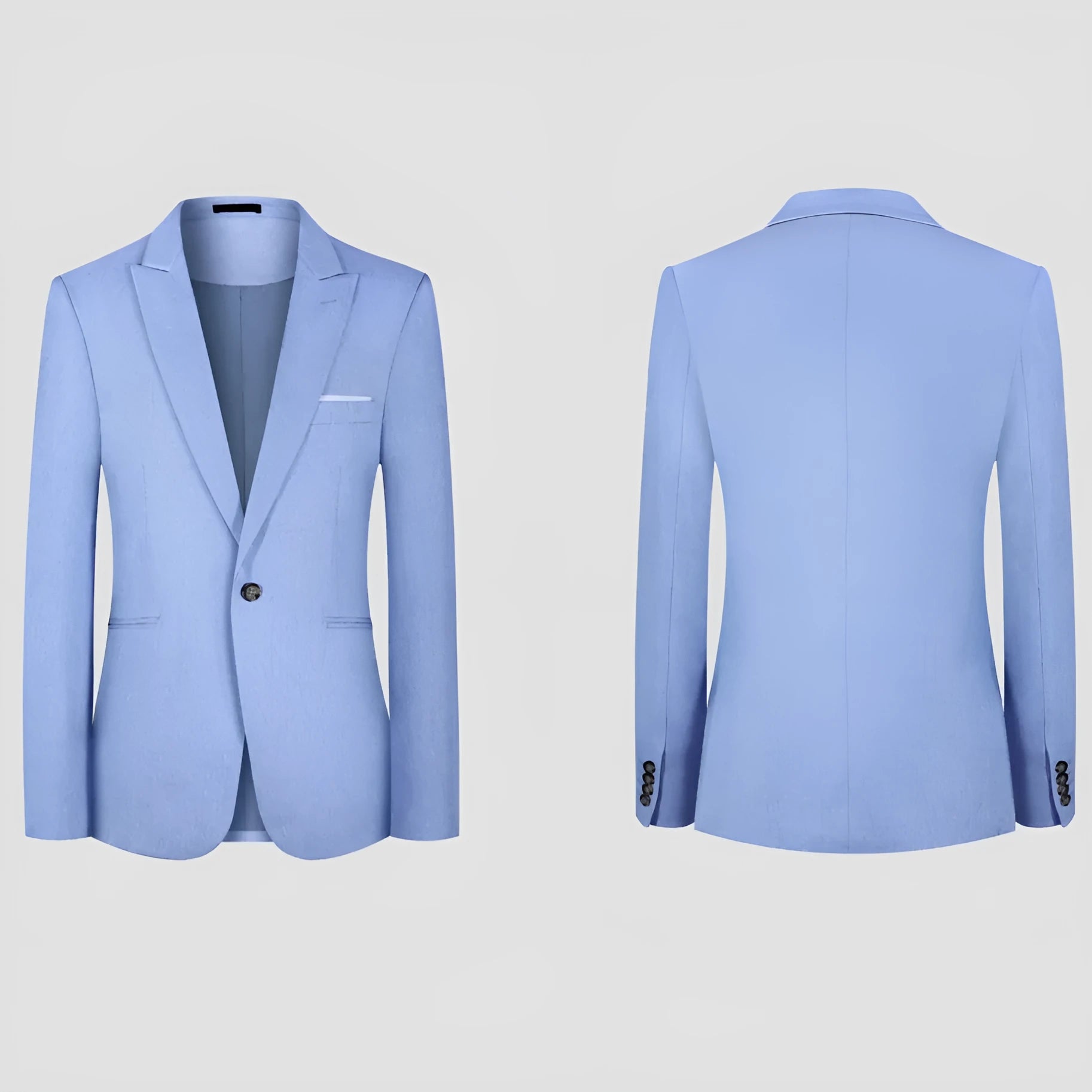 Men's Western style casual suit jacket in light blue and pink colours with city fashion design