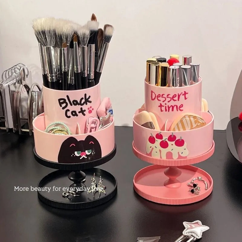 Rotating cosmetic brush storage barrel in Japanese minimalist design with 18 litre capacity