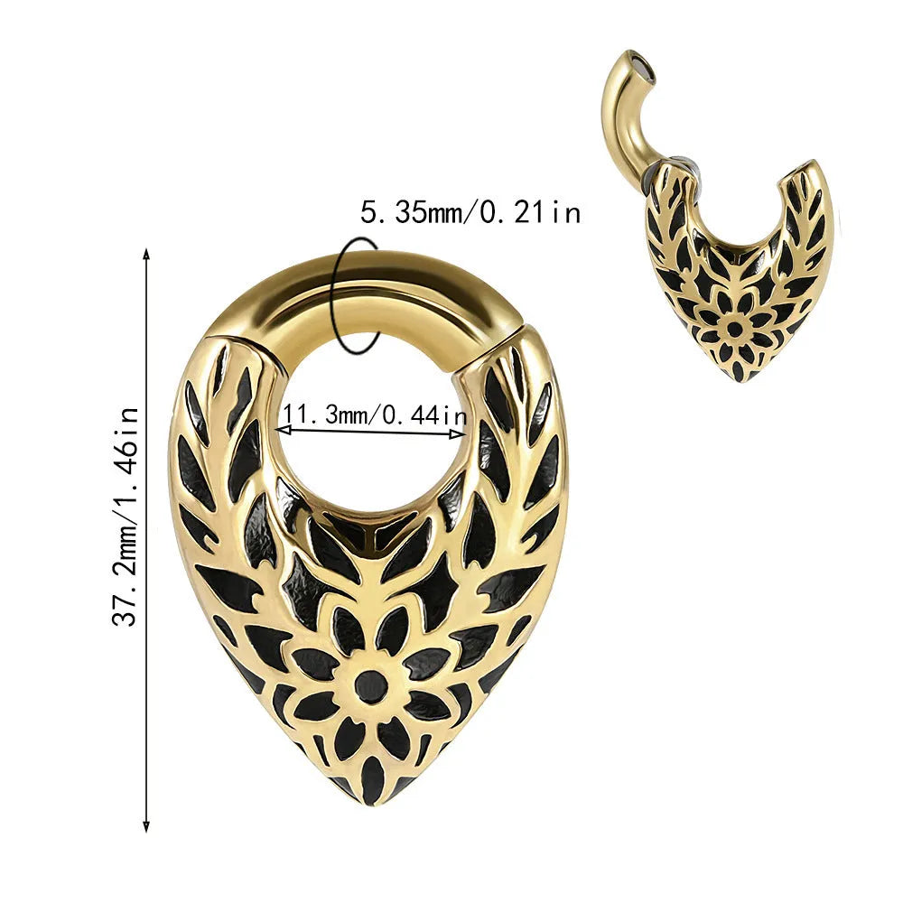Stainless steel drop-shaped auricle to round hanging egg ear extenders with totem design