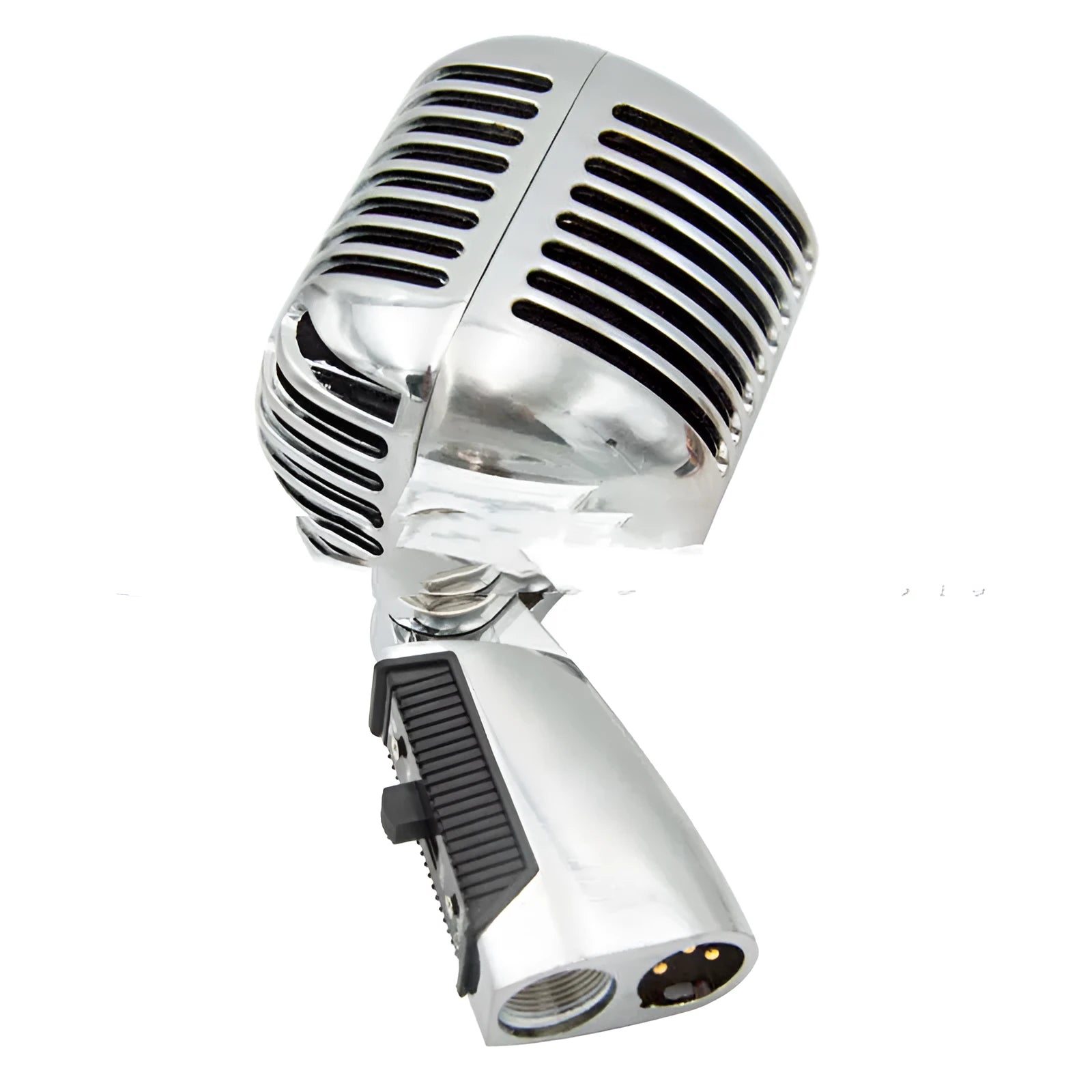 Classic retro dynamic microphone in all-metal gold, silver, or rose gold finish for stage performance.