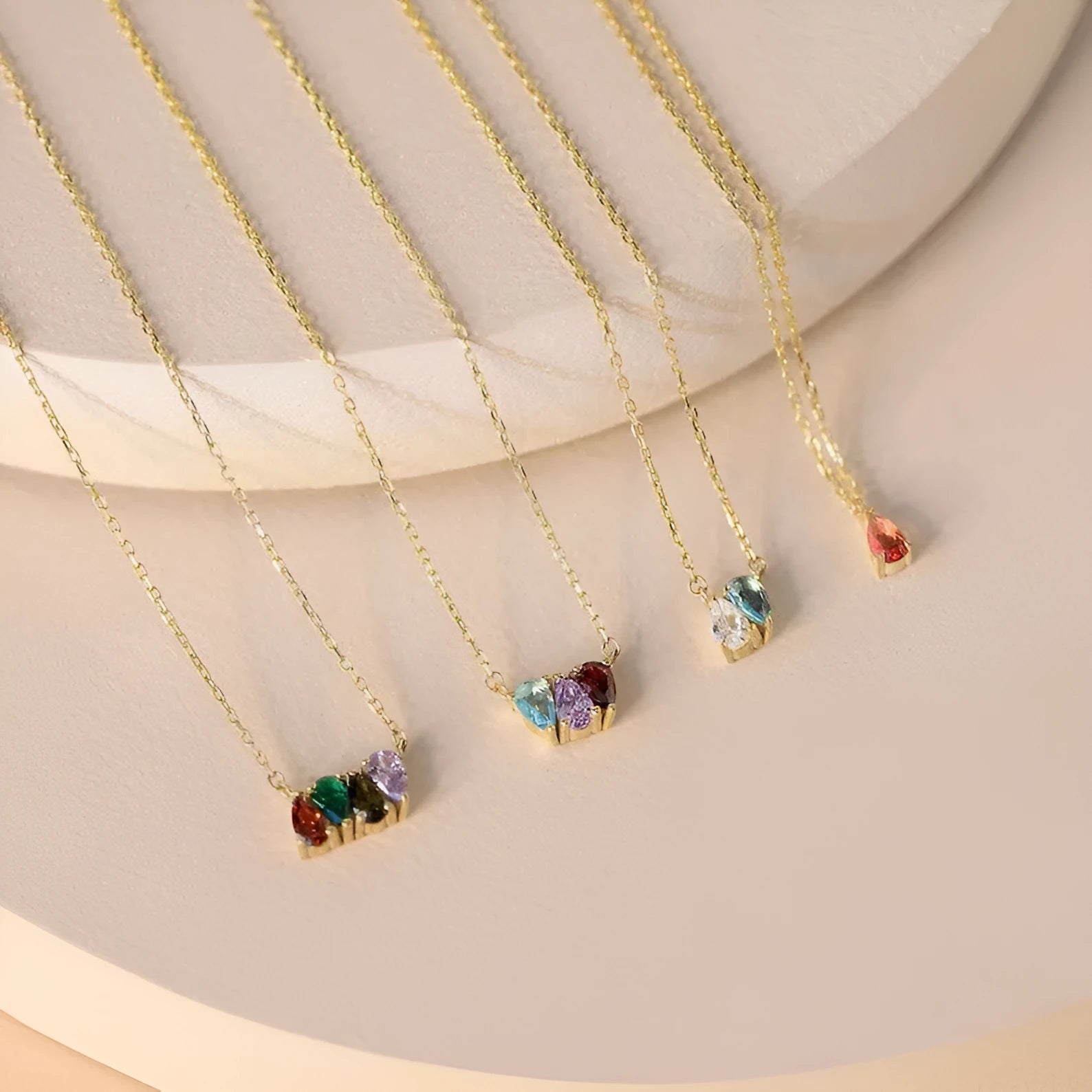 Zircon stone titanium steel clavicle chain necklace in princess style with electroplated silver, gold, or rose gold finish.