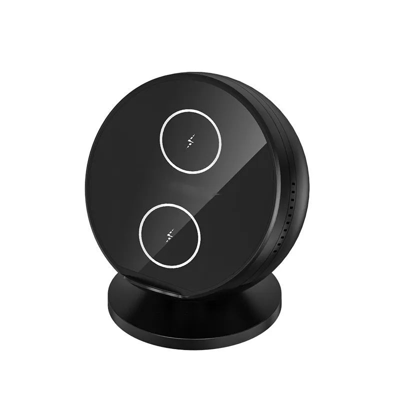 ABS plastic mobile phone wireless charger holder with Bluetooth speaker in black, blue, pink, or white colour