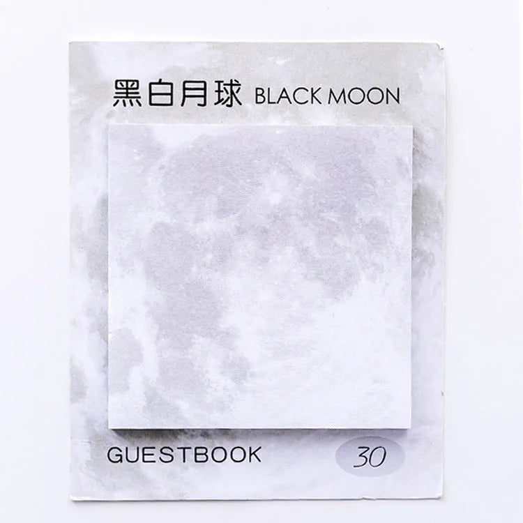 Square planet sticky notes pad with oil painting artwork showing 7.3cm sheets