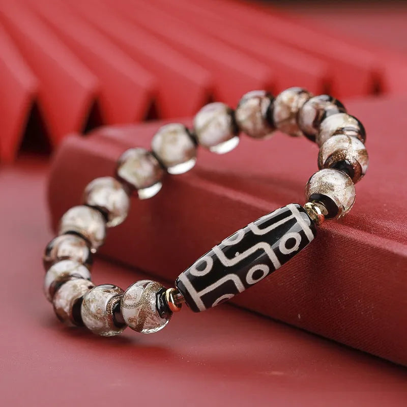Chinese coloured glaze lucky bracelet with ancient five-colour snake pattern.
