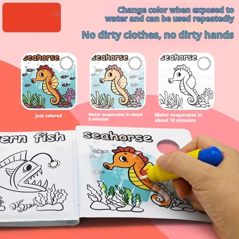 Colour changing bath book for babies with waterproof PEVA pages showing animal friends design