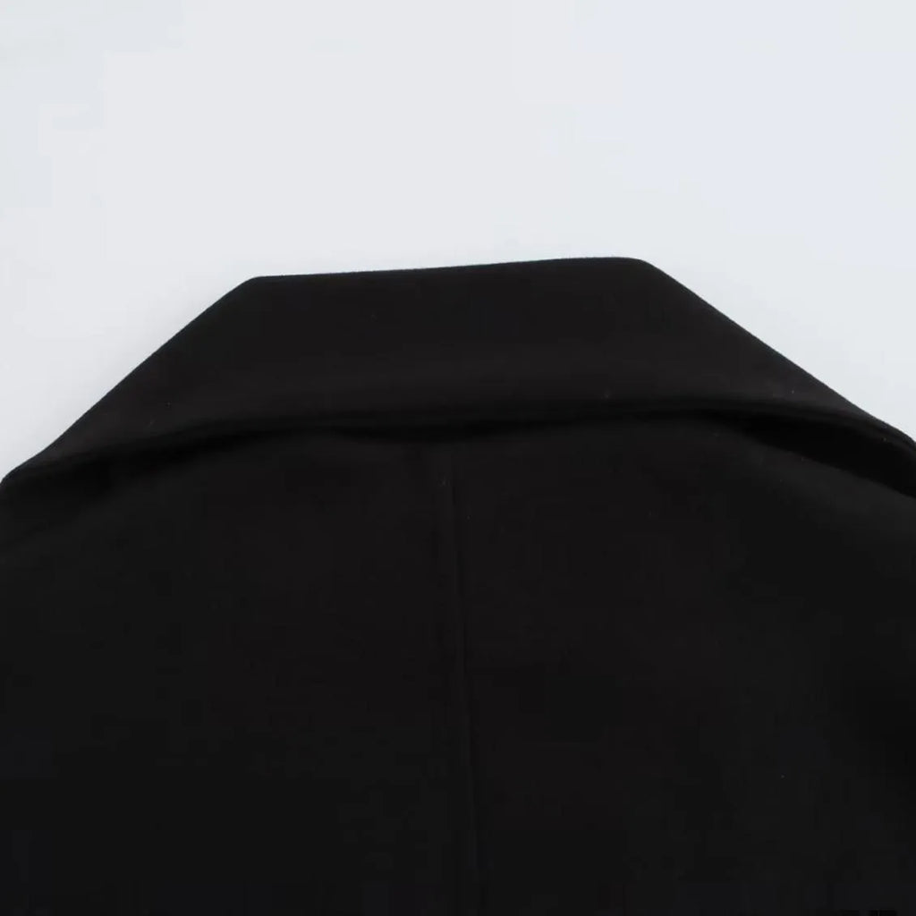 Women's longline overcoat with artificial fur collar in street fashion style
