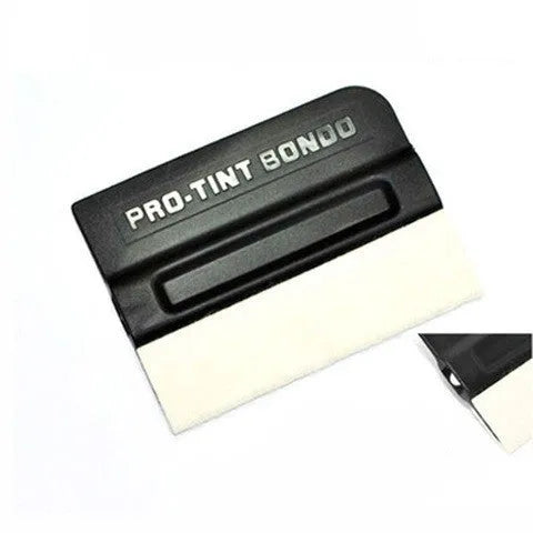 Car film scraper tool with ABS handle and four coloured scraping pads for vehicle wrap application.