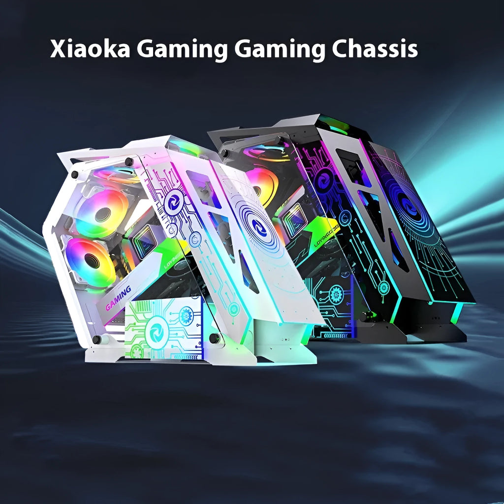 Table-type PC computer case with RGB lighting in coffee table design