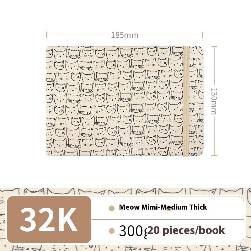 Feiluniao handmade fabric watercolour sketchbook with colourful themed cover, 185mm long.