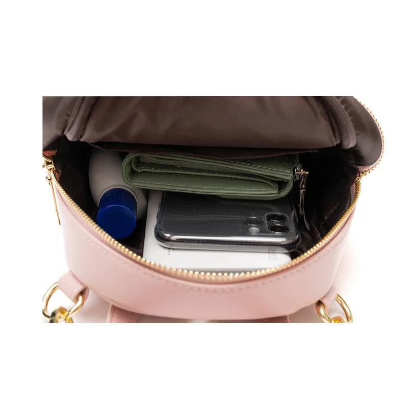 Soft PU leather mini backpack in multiple colours with 3D pockets and internal organisation compartments