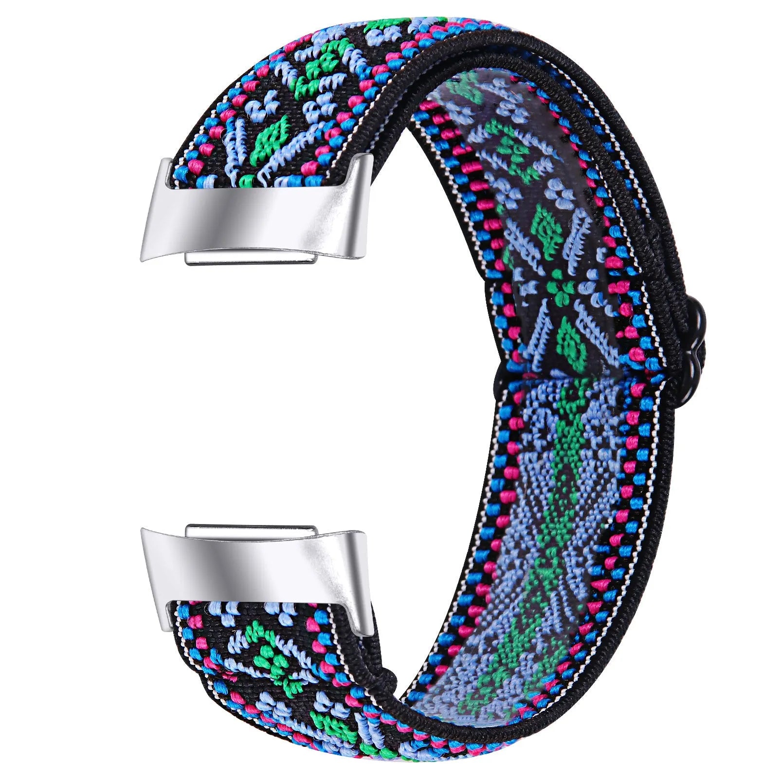 Printed elastic watch strap for Fitbit Charge 6 in various colours including rainbow
