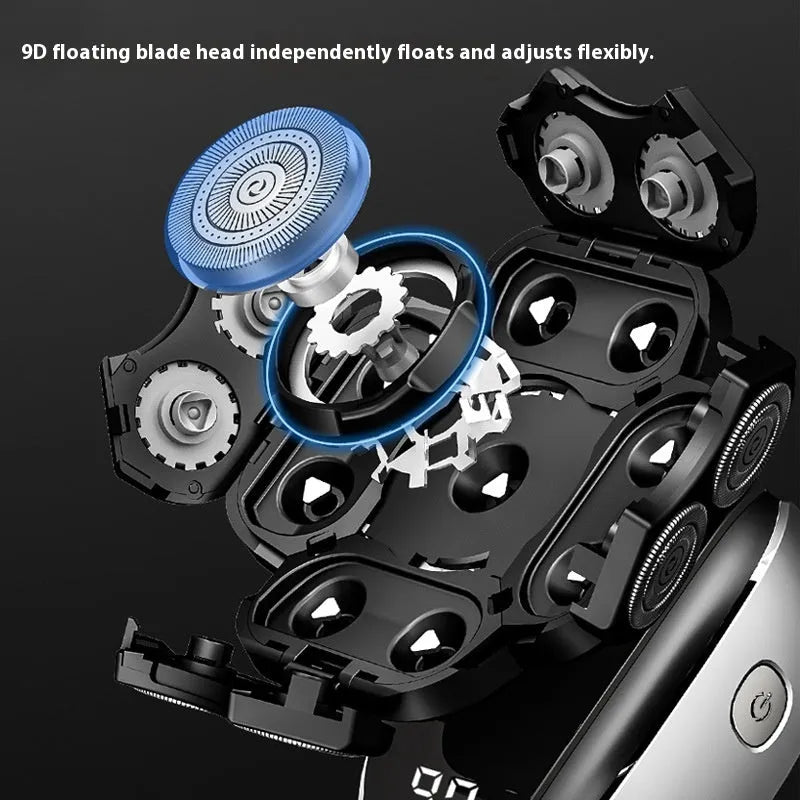 Black 6-in-1 multifunctional hair clippers kit with multiple attachments including trimmer, shaver, and grooming tools