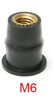Motorcycle brass nut rubber well nut fasteners in black with M4 M5 M6 thread sizes