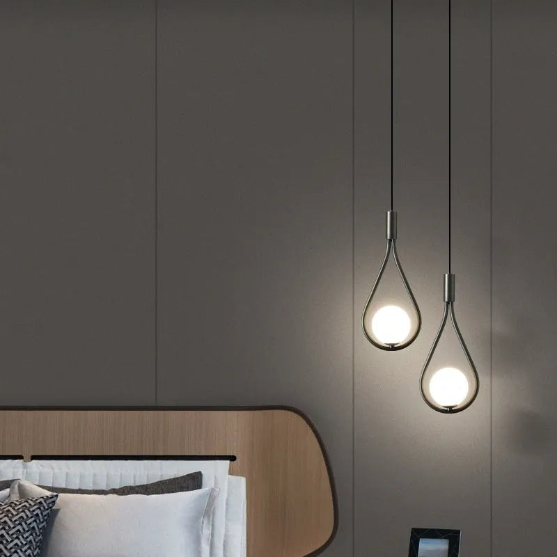 Modern copper bedside chandelier with honeycomb glass cover for bedroom ambient lighting