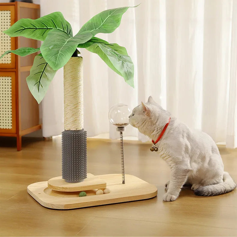 Canna colour gradient wooden cat scratching post with chamfered edges