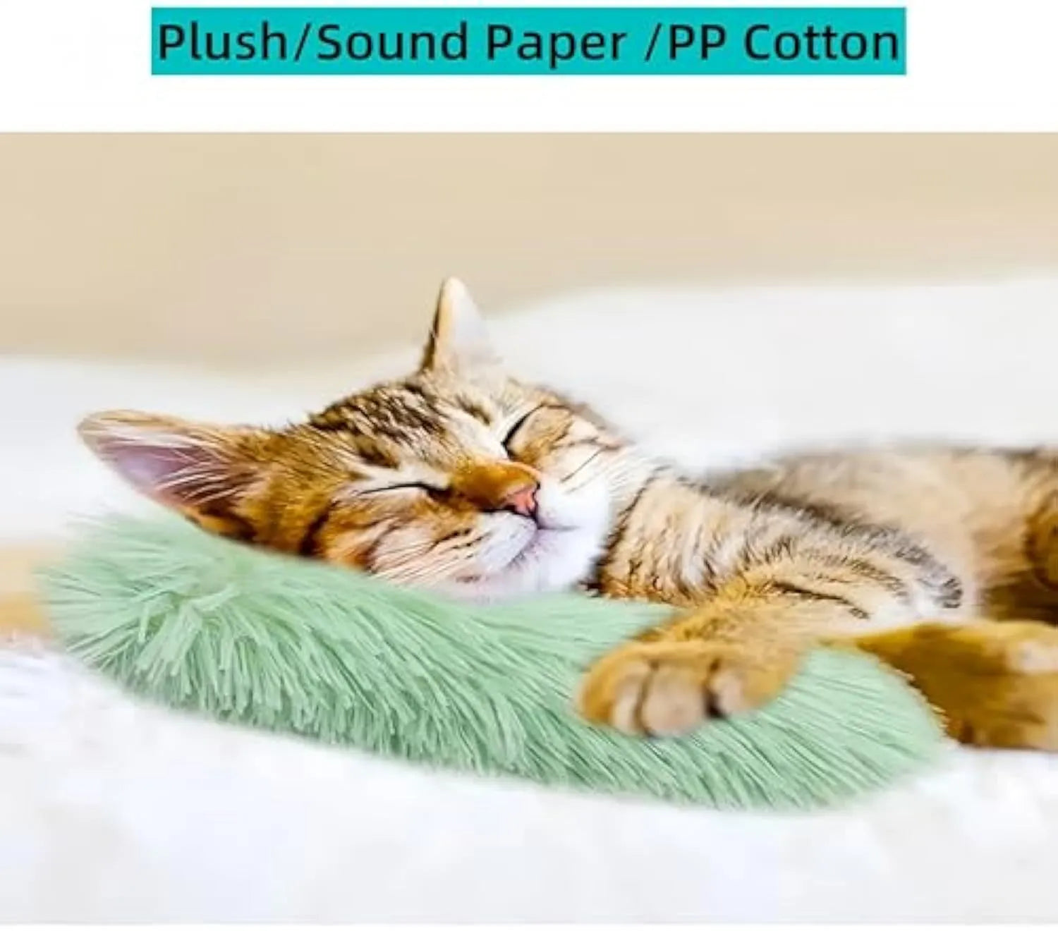 Soft plush interactive cat toy with crinkle sound and catnip filling for indoor play