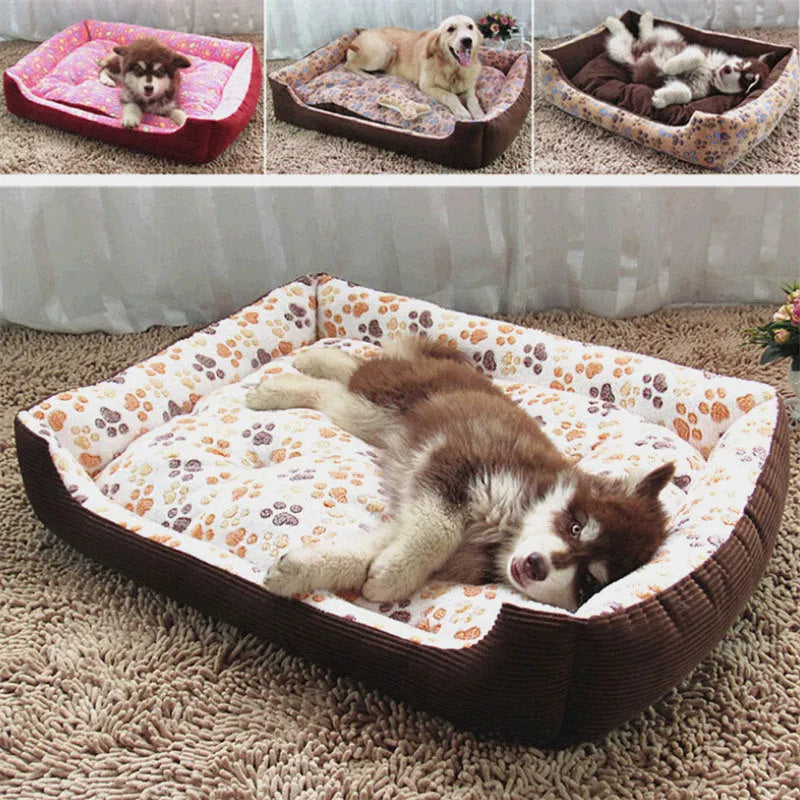 Soft beige plush dog bed with raised sides in a sofa-style design for small pets.