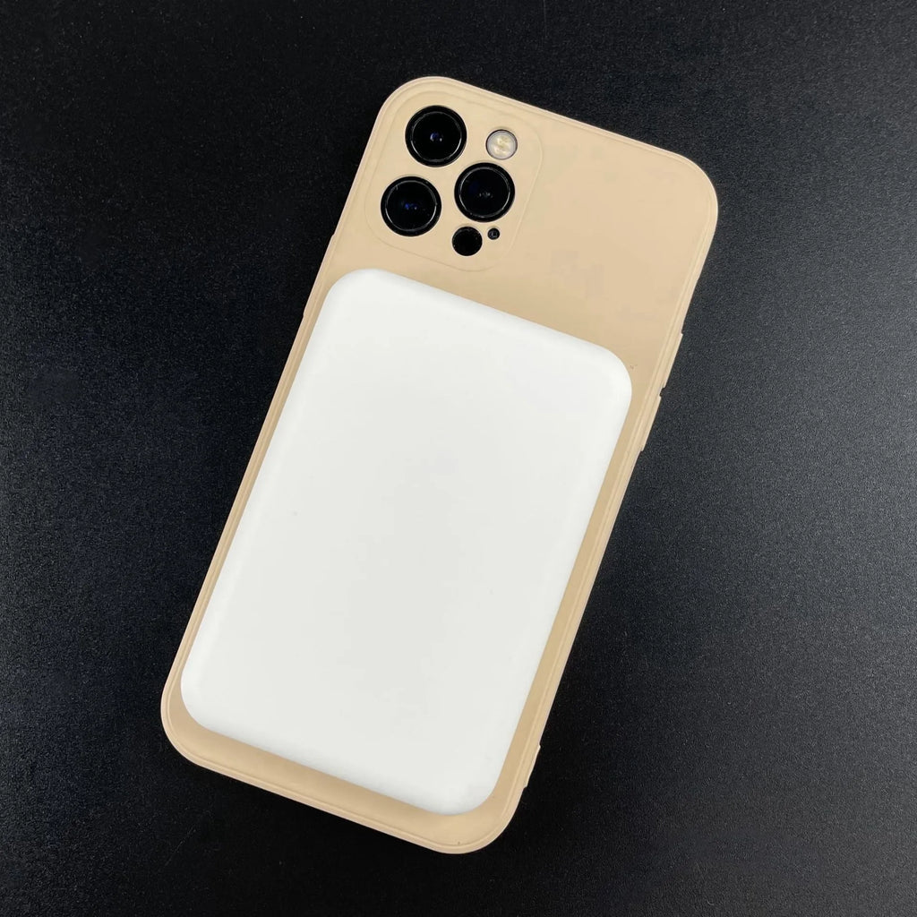 Magnetic wireless charging power bank in white PVC shell with 5000mAh capacity