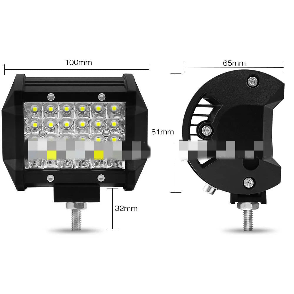 Black 4-row LED strip light with 24 LED beads for off-road vehicle mounting