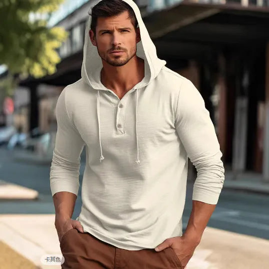 Cotton pullover hoodie in dark blue colour with European and American sizing