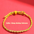 Adjustable eight-strand woven hand strap in zodiac colour theme with traditional pattern