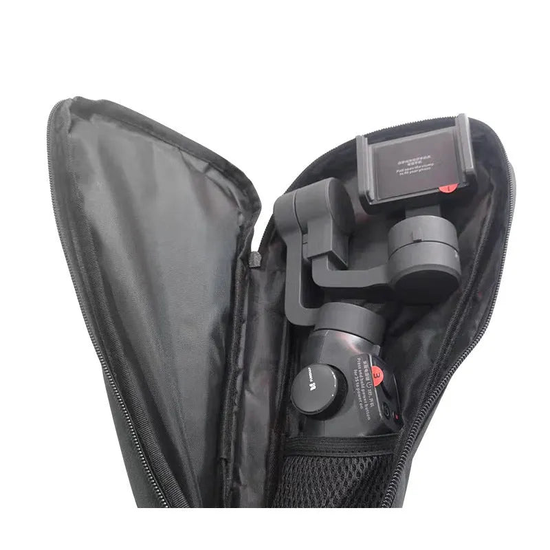 Black cloth storage bag for mobile phone stabilizer accessories with portable design