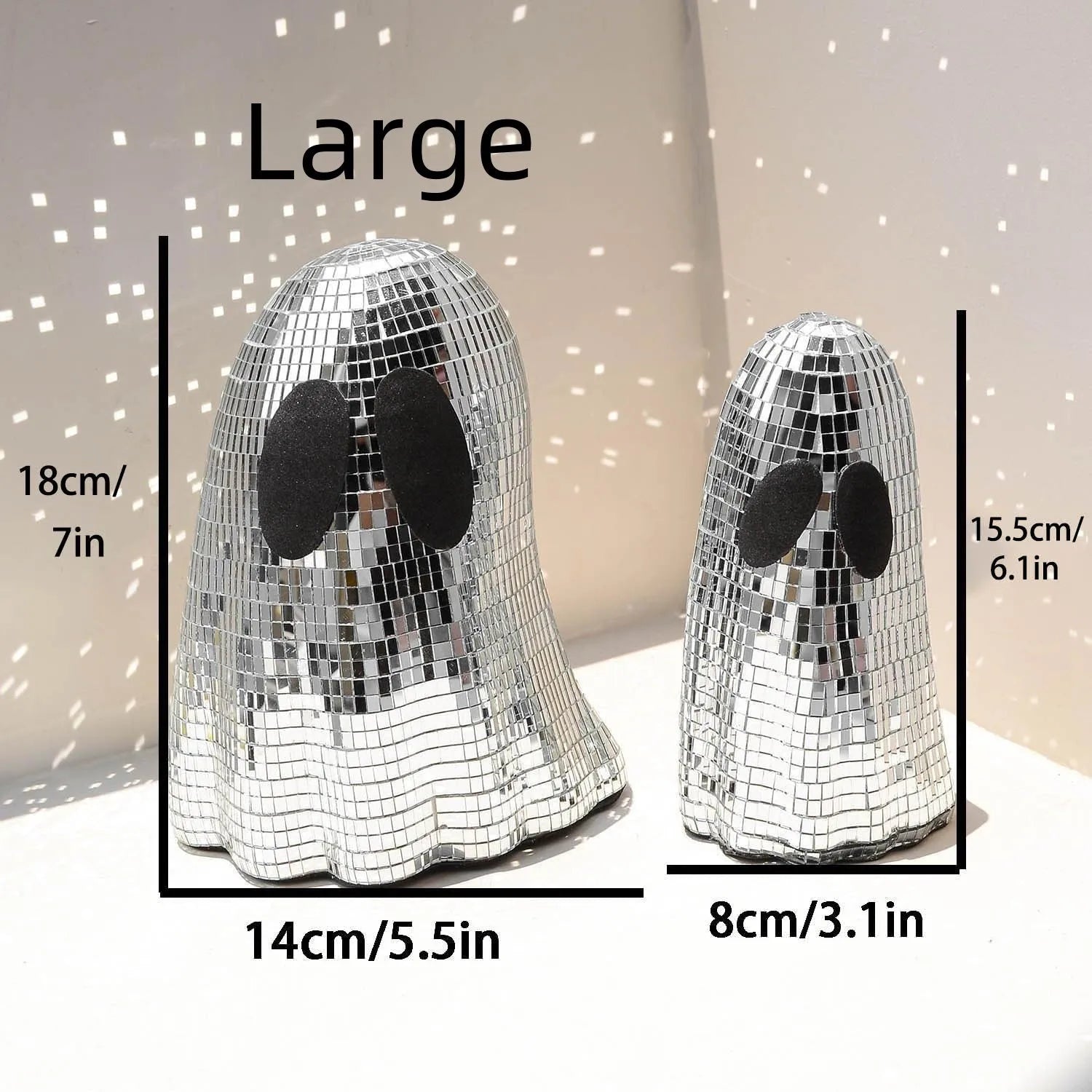 Silver mosaic mirror patch Halloween ghost decoration in glass