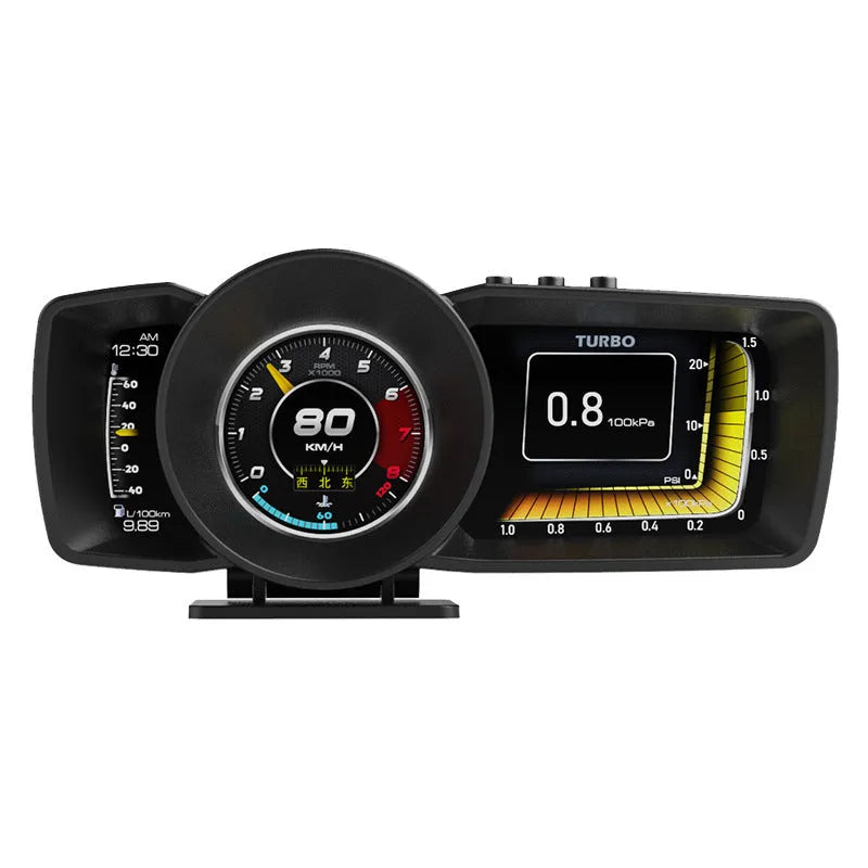 OBDII A600 vehicle driving monitor computer with HD screen on a car dashboard