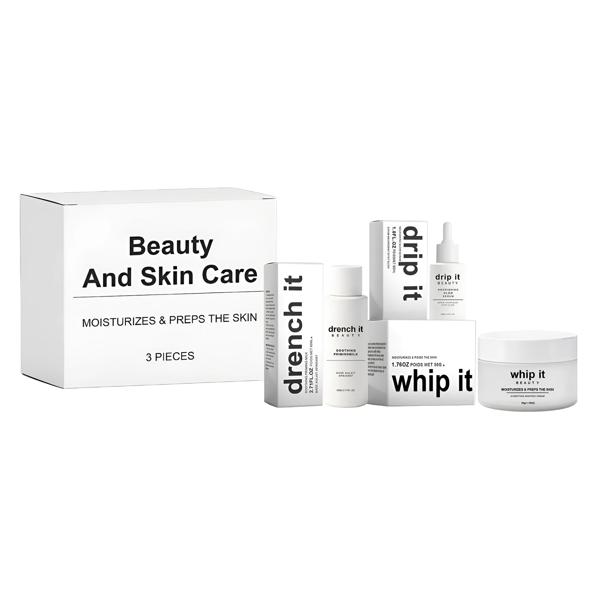 Beauty and Skin Care Set including firming facial essence with vitamin C and anti-wrinkle cream