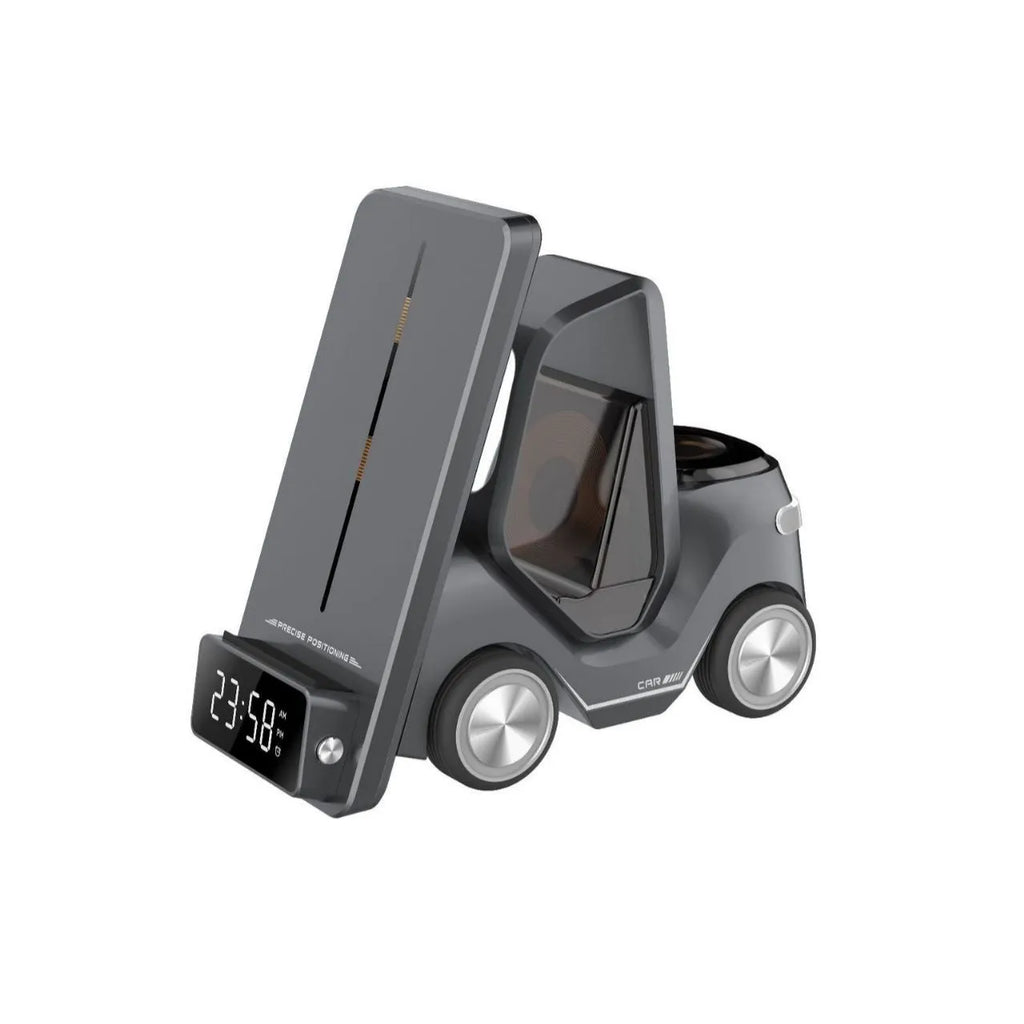 Gray, orange, white, and yellow 15W three-in-one wireless charging bracket for mobile phones and smartwatches