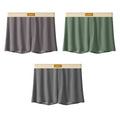 Pack of three pairs of men's solid colour ice silk underwear in loose fit.