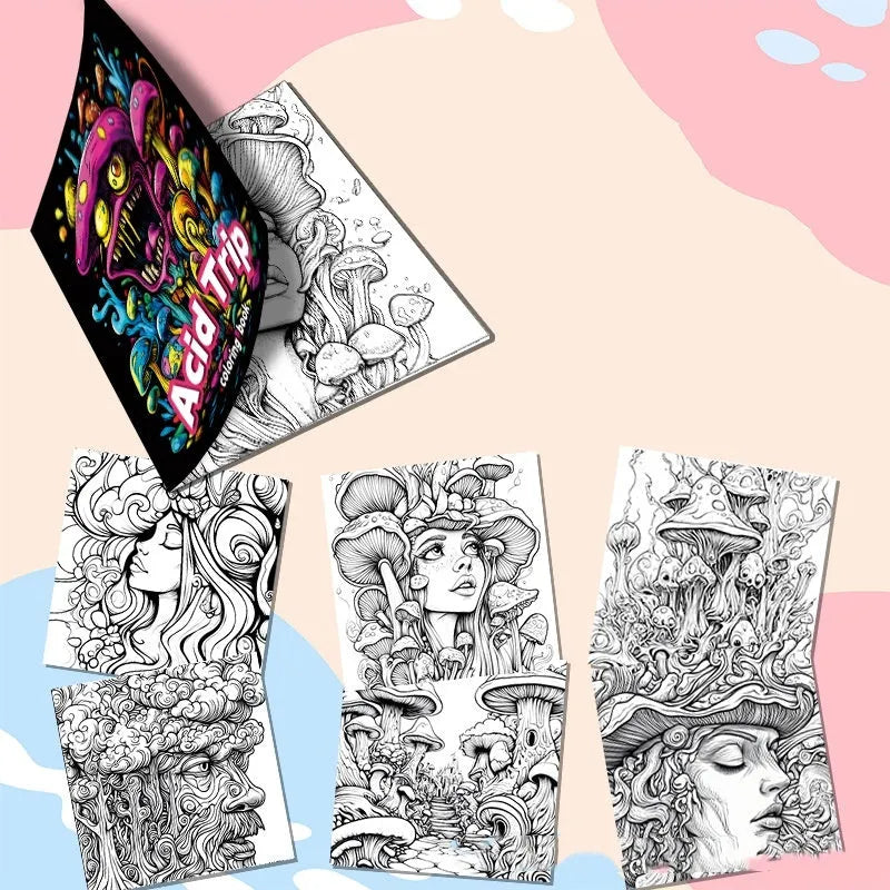 Acid tour colour creative painting book measuring 200mm in length with paper construction