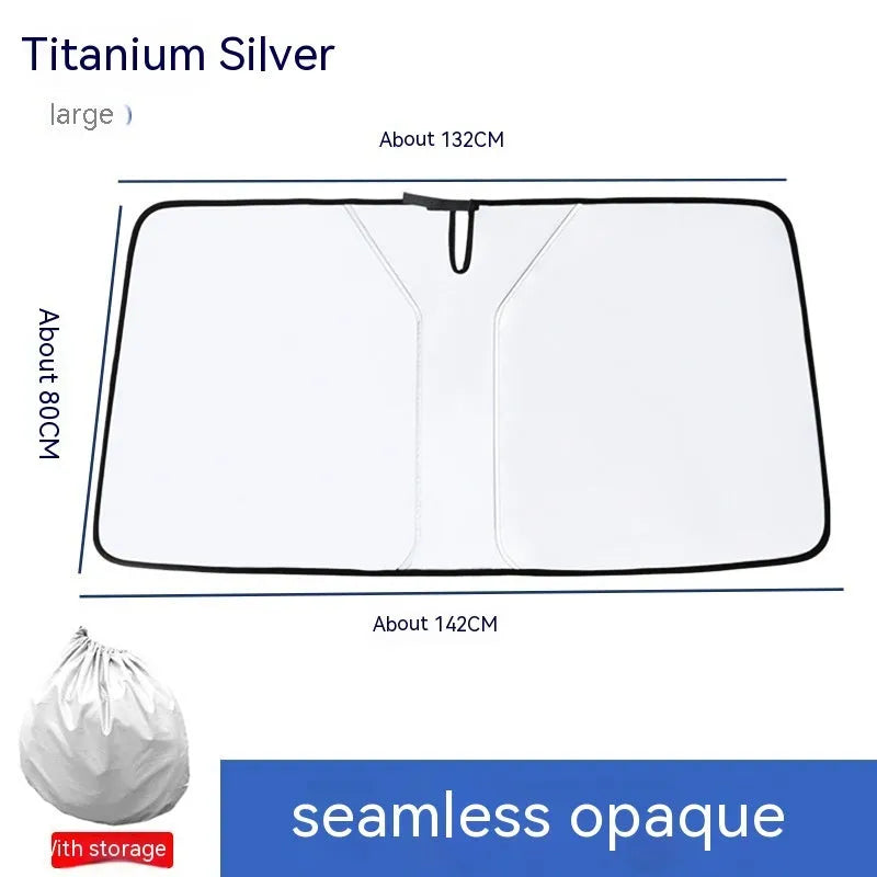 Car double ring front windscreen sun shield in titanium silver colour showing heat reflection coating