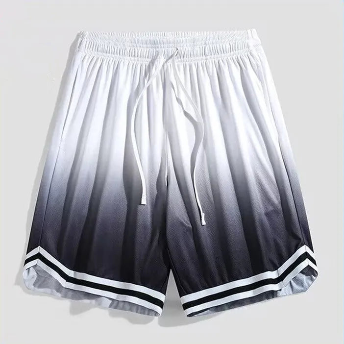 Men's gradient colour casual cropped trousers with elastic waistband and loose fit design
