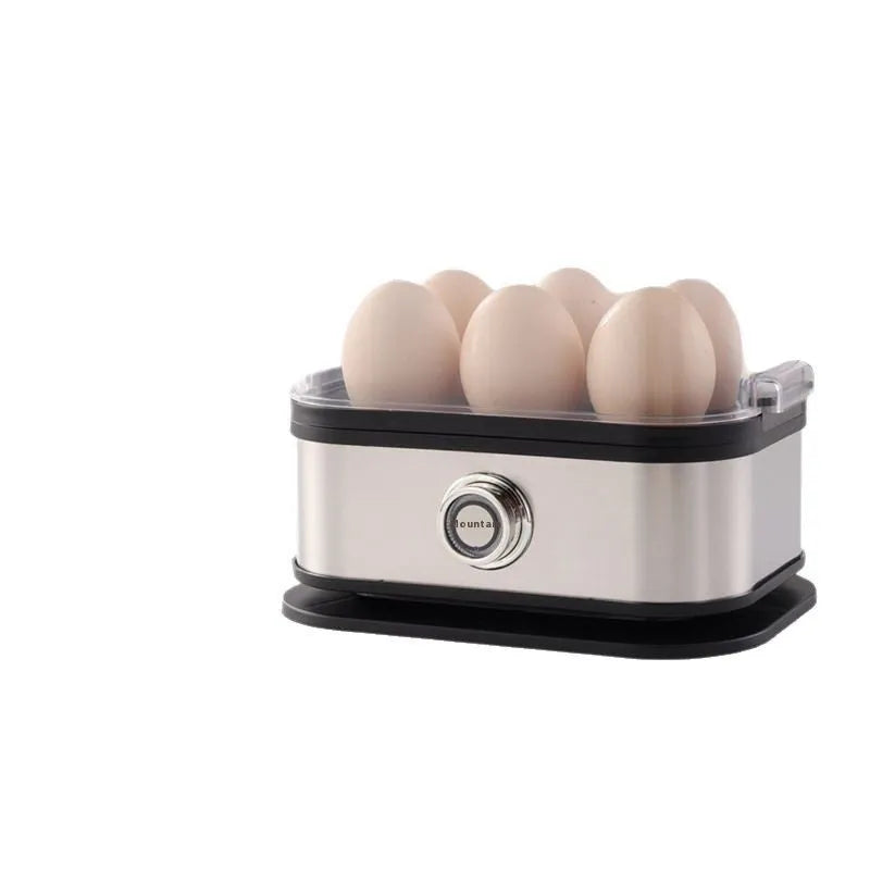 Black stainless steel portable egg boiler with carrying belt for travel use