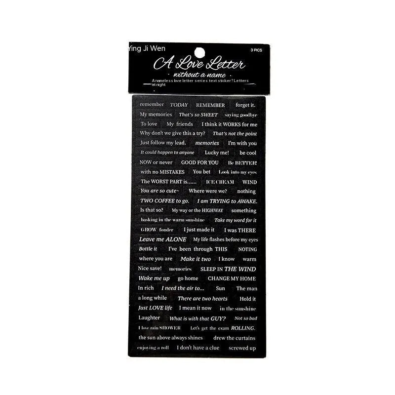 Ins style English quotation stickers in four colours measuring 90 by 175mm