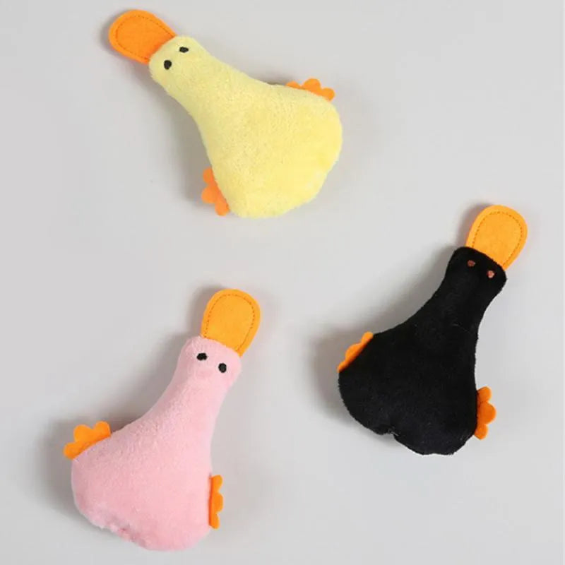 Colourful duck plush pet toy with catnip and squeaker for dogs and cats
