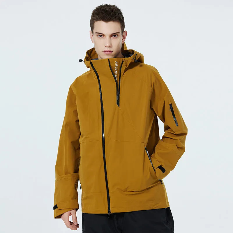 Thin-profile ski suit for men and women with windproof waterproof veneer double plate construction